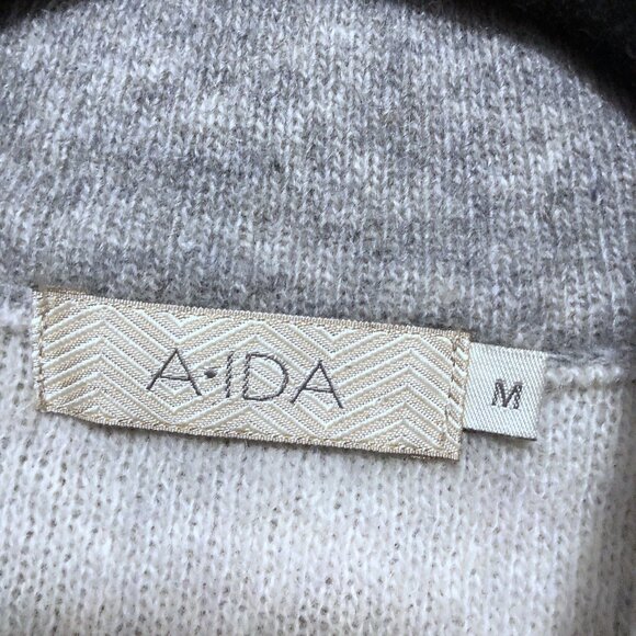A.Ida Solid Gray Open Front Mock Neck Pockets Sleeveless Sweater Vest M - Picture 3 of 8